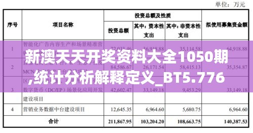 新澳天天开奖资料大全1050期,统计分析解释定义_BT5.776