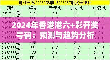 2024年香港港六+彩开奖号码：预测与趋势分析