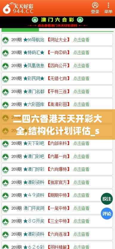 二四六香港天天开彩大全,结构化计划评估_soft6.326