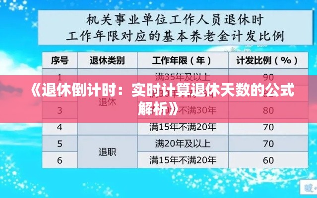 《退休倒计时：实时计算退休天数的公式解析》