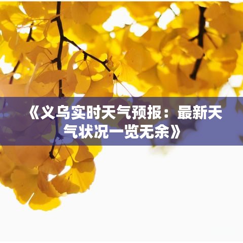 《义乌实时天气预报：最新天气状况一览无余》