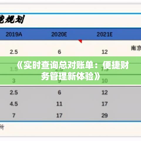《实时查询总对账单：便捷财务管理新体验》