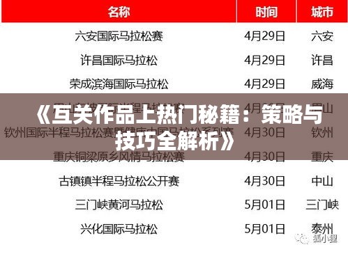 《互关作品上热门秘籍：策略与技巧全解析》