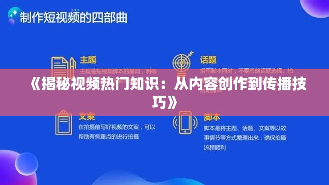 《揭秘视频热门知识：从内容创作到传播技巧》