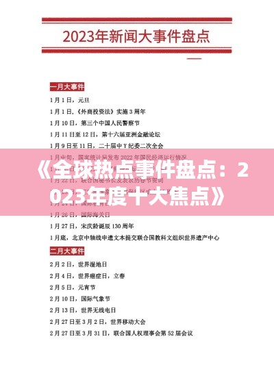 《全球热点事件盘点：2023年度十大焦点》
