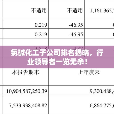 氯碱化工子公司排名揭晓，行业领导者一览无余！