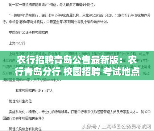 农行招聘青岛公告最新版：农行青岛分行 校园招聘 考试地点 