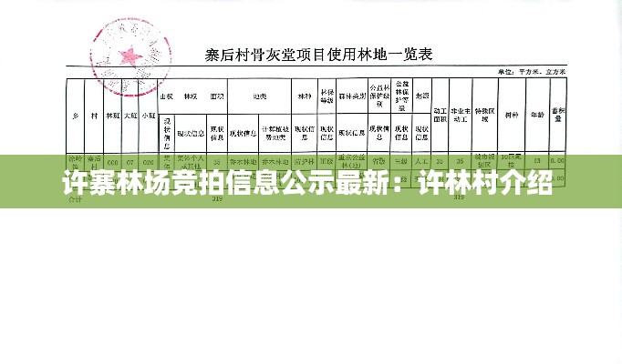 许寨林场竞拍信息公示最新：许林村介绍 