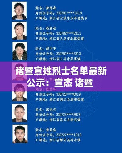 诸暨宣姓烈士名单最新公示：宣杰 诸暨 