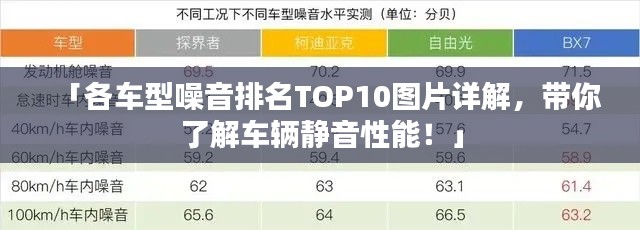 「各车型噪音排名TOP10图片详解，带你了解车辆静音性能！」