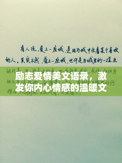 励志爱情美文语录，激发你内心情感的温暖文字