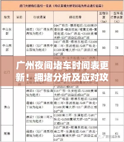 广州夜间堵车时间表更新！拥堵分析及应对攻略！