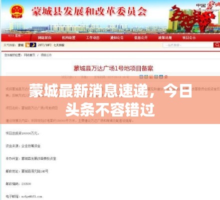 蒙城最新消息速递，今日头条不容错过