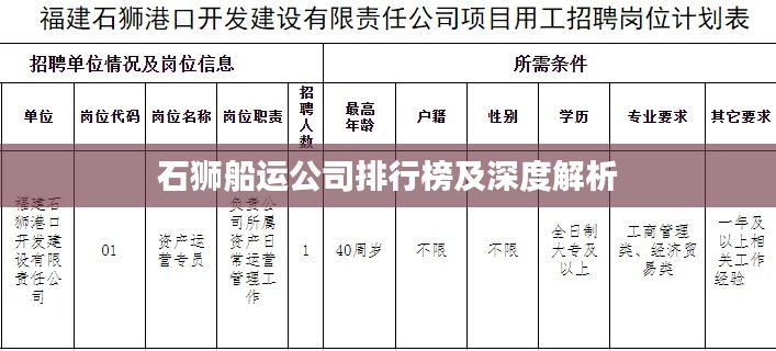 石狮船运公司排行榜及深度解析