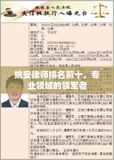 姚安律师排名前十，专业领域的领军者