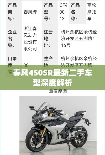 春风450SR最新二手车型深度解析