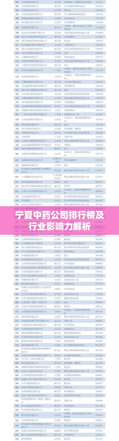 宁夏中药公司排行榜及行业影响力解析