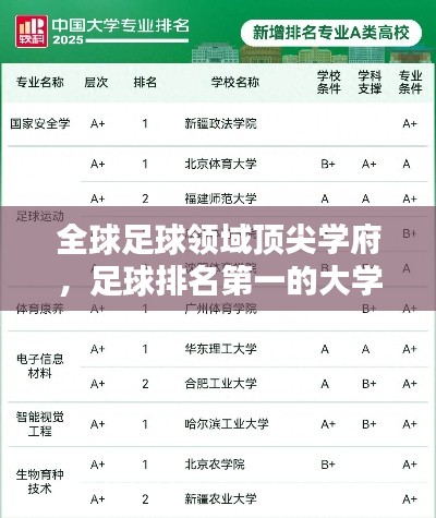 全球足球领域顶尖学府，足球排名第一的大学