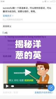 揭秘洋葱的英语表达奥秘，一篇文章带你玩转百度翻译！